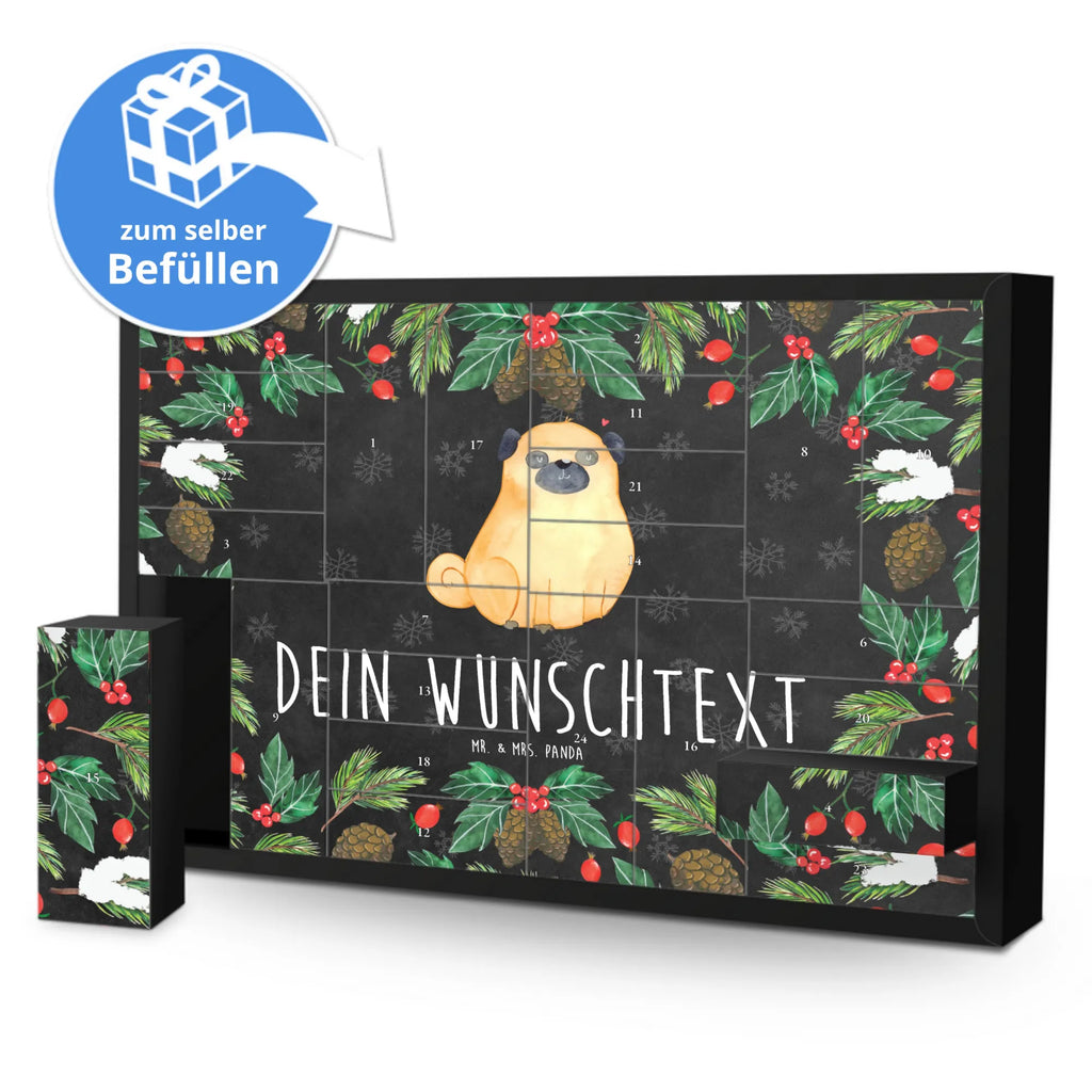 Personalisierter Befüllbarer Adventskalender Mops Befüllbarer Adventskalender, Adventskalender Zum Selbst Befüllen, Hunderasse, Tierliebhaber, Hundemotiv, Haustier, Hundebesitzer, Hund, Sprüche, Liebe, Mops, Hundeliebe