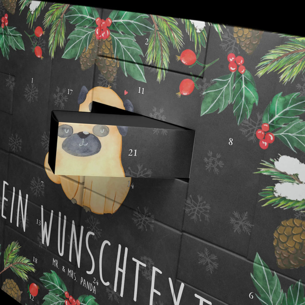 Personalisierter Befüllbarer Adventskalender Mops Befüllbarer Adventskalender, Adventskalender Zum Selbst Befüllen, Hunderasse, Tierliebhaber, Hundemotiv, Haustier, Hundebesitzer, Hund, Sprüche, Liebe, Mops, Hundeliebe