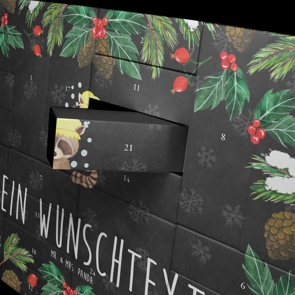 Personalisierter Befüllbarer Adventskalender Waschbär Adventskalender Zum Selbst Befüllen, Befüllbarer Adventskalender, Tiermotive, Tiere, Gute Laune, Lustige Sprüche, Plan, Fröhlich, Tagträumen, Waschen, Seifenblasen, Waschbär