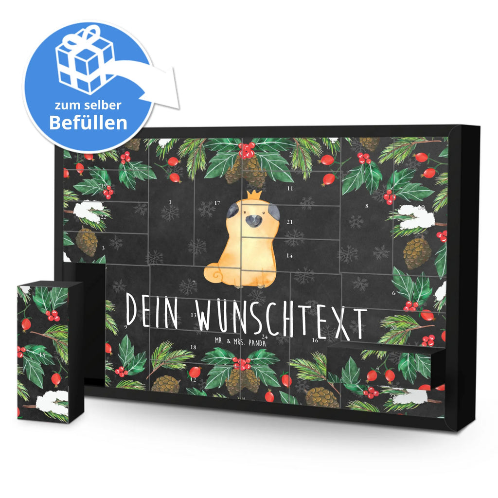 Personalisierter Befüllbarer Adventskalender Mops Krone Adventskalender Zum Selbst Befüllen, Befüllbarer Adventskalender, Hunderasse, Tierliebhaber, Hundemotiv, Haustier, Hundebesitzer, Hund, Sprüche, Lustig, Allergisch, Hundebesitzer. Spruch, Kinderlos, Hausregel, Mops