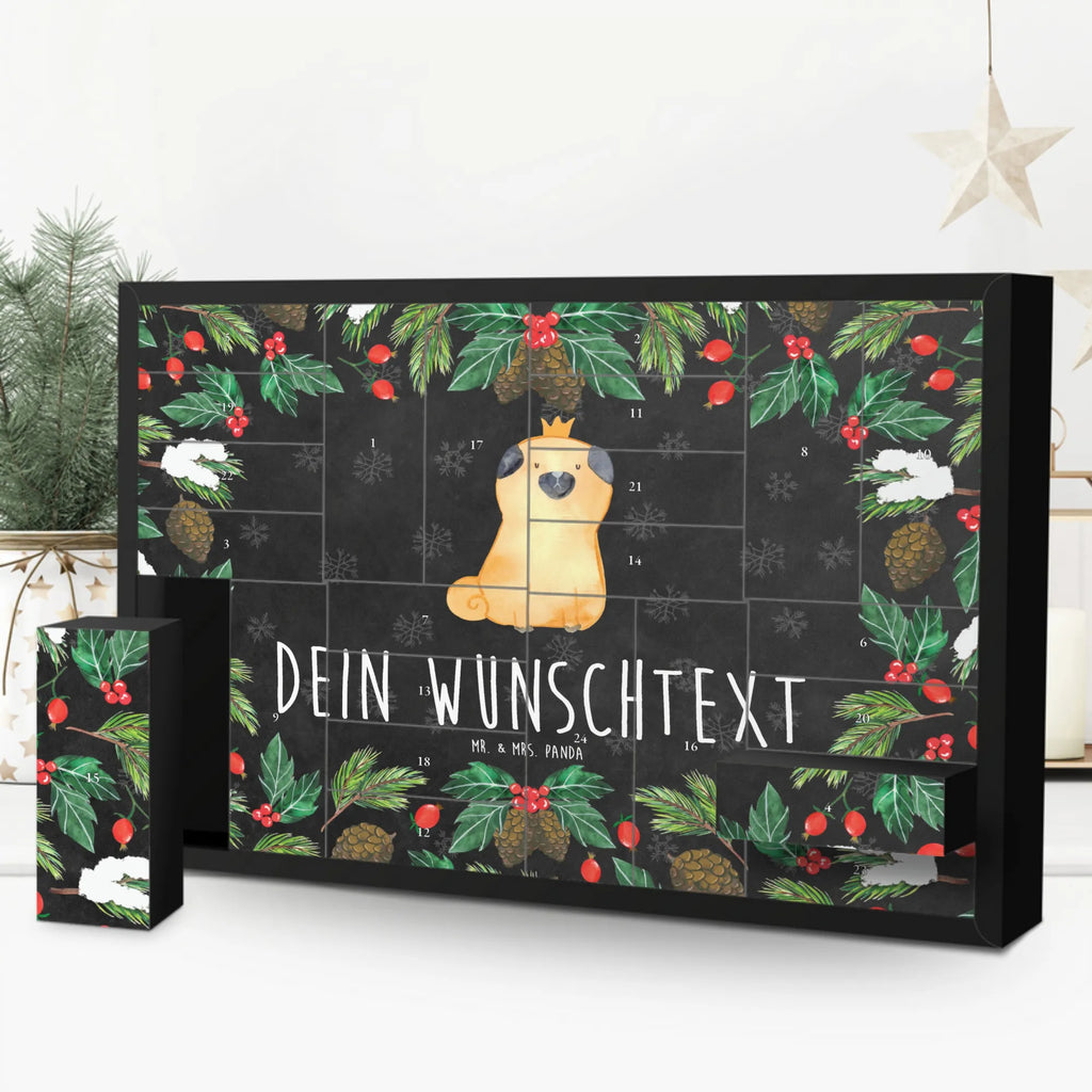 Personalisierter Befüllbarer Adventskalender Mops Krone Adventskalender Zum Selbst Befüllen, Befüllbarer Adventskalender, Hunderasse, Tierliebhaber, Hundemotiv, Haustier, Hundebesitzer, Hund, Sprüche, Lustig, Allergisch, Hundebesitzer. Spruch, Kinderlos, Hausregel, Mops