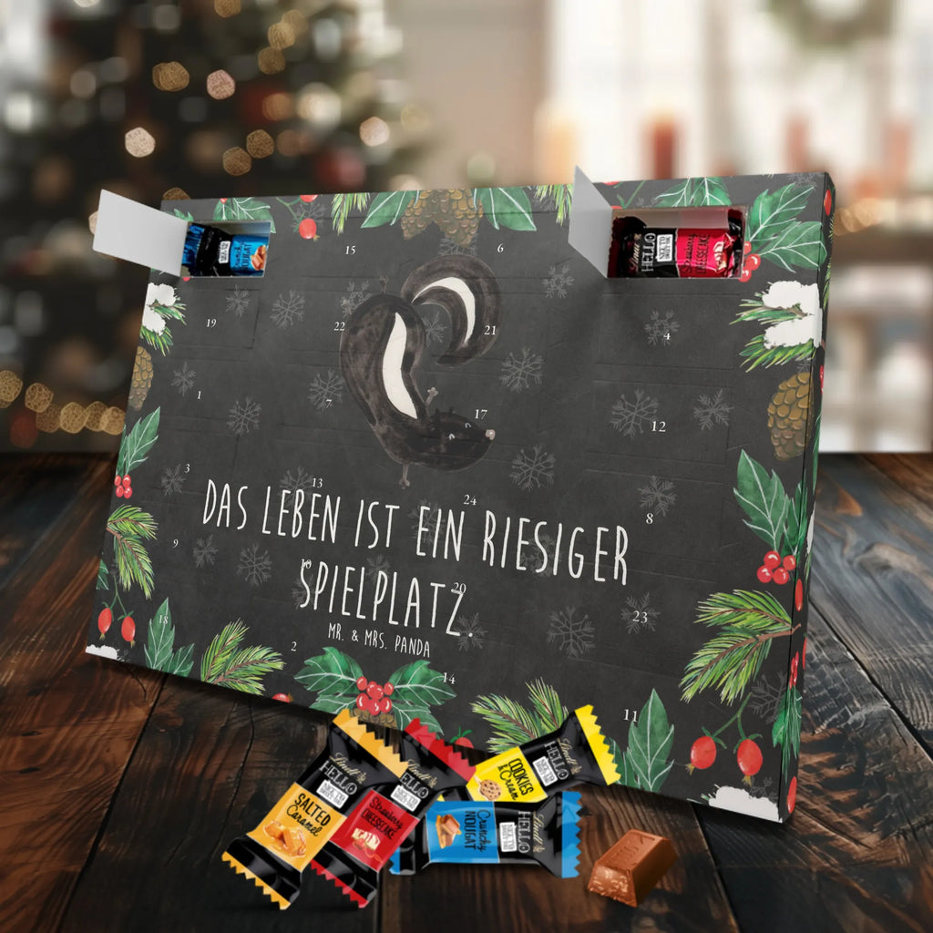 Chocolate advent calendar skunk handstand child, stink, playful, playground, wild animal, predator