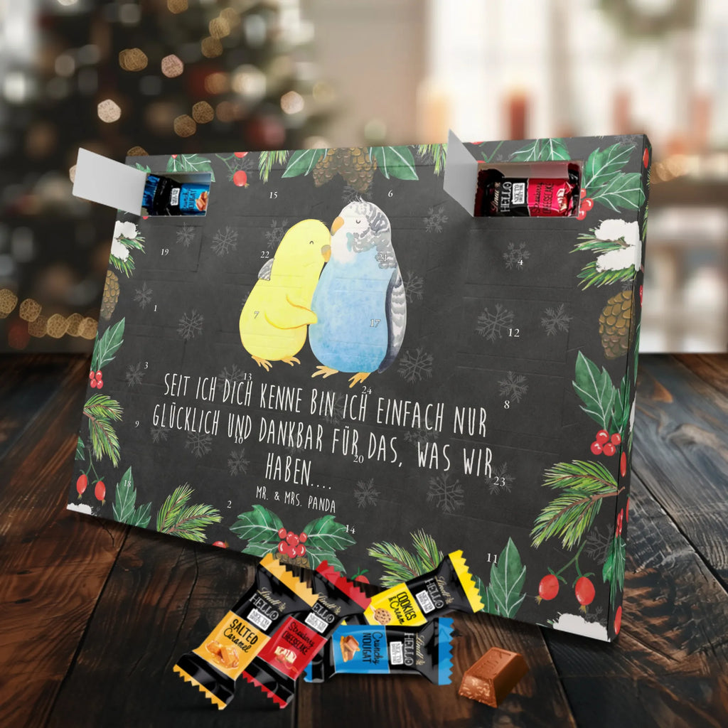 Chocolate advent calendar Parakeets in love Loving, Marriage, Proposal of marriage, anniversary gift, Together, Love gift, gift for her, gift for him, Two, trust, budgie, closeness, cuddling, birds
