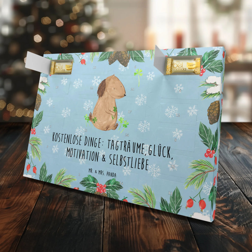 Marzipan Adventskalender Hund Kleeblatt Marzipan Adventskalender, Hund, Hundemotiv, Haustier, Hunderasse, Tierliebhaber, Hundebesitzer, Sprüche, Motivation, Neuanfang, Glück, Achtsamkeit, Geschenk, Kleeblatt, Glücksbringer, Tagträume, Selbstliebe