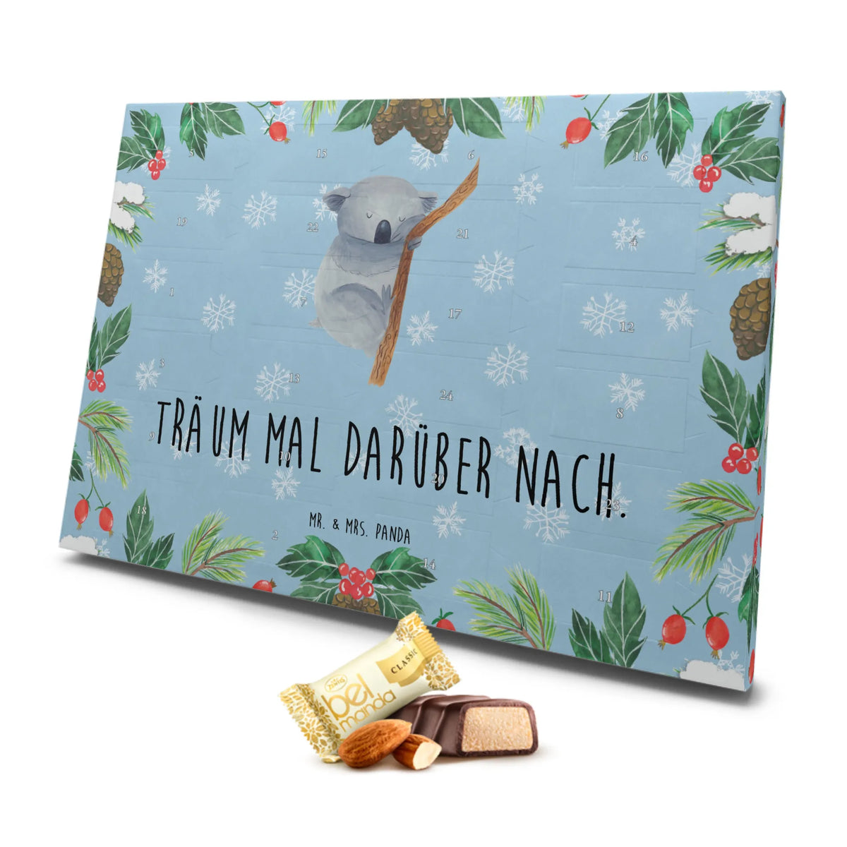 Marzipan Adventskalender Koalabär Marzipan Adventskalender, Tiermotive, Gute Laune, lustige Sprüche, Tiere, Koala, Traumland, Koalabär, schlafen, Traum, träumen, Bär, Schlafzimmer