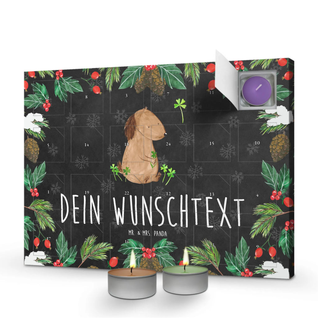 Personalisierter Duftkerzen Adventskalender Hund Kleeblatt Personalisierter Duftkerzen Adventskalender, Hunderasse, Tierliebhaber, Hundemotiv, Haustier, Hundebesitzer, Hund, Sprüche, Glück, Neuanfang, Glücksbringer, Tagträume, Selbstliebe, Geschenk, Motivation, Achtsamkeit, Kleeblatt