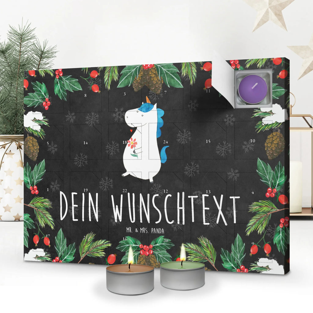 Personalisierter Duftkerzen Adventskalender Einhorn Spaziergang Personalisierter Duftkerzen Adventskalender, Unicorn, Einhorn, Einhörner, Einhorn Deko, Freundin, Mutter, Gute Laune, Glitzer, Motivation, Schwester, Spaziergang, Blumen, Freude