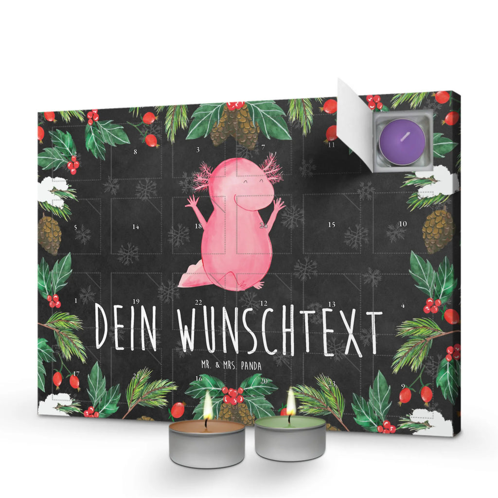 Personalisierter Duftkerzen Adventskalender Axolotl Hurra Personalisierter Duftkerzen Adventskalender, Axolotl, Molch, Fröhlich, Lurch, Lurche, Schwanzlurch, Axolot, Zufriedenheit, Freude, Spaß, Motivation