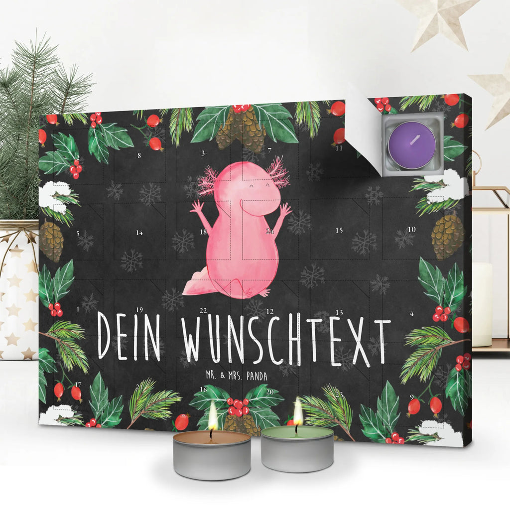 Personalisierter Duftkerzen Adventskalender Axolotl Hurra Personalisierter Duftkerzen Adventskalender, Axolotl, Molch, Fröhlich, Lurch, Lurche, Schwanzlurch, Axolot, Zufriedenheit, Freude, Spaß, Motivation