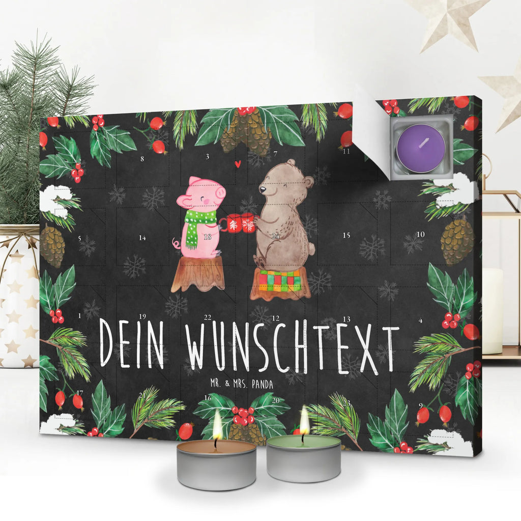 Personalisierter Duftkerzen Adventskalender Glühschwein Sause Personalisierter Duftkerzen Adventskalender, Nikolaus, Winter, Advent, Heiligabend, Wintermotiv, Weihnachten, Weihnachtsdeko, Schwein, Alles Gute, Prost, Bär, Weihnachtszeit