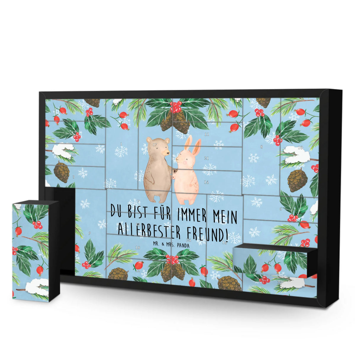 Befüllbarer Adventskalender Bär und Hase Umarmen