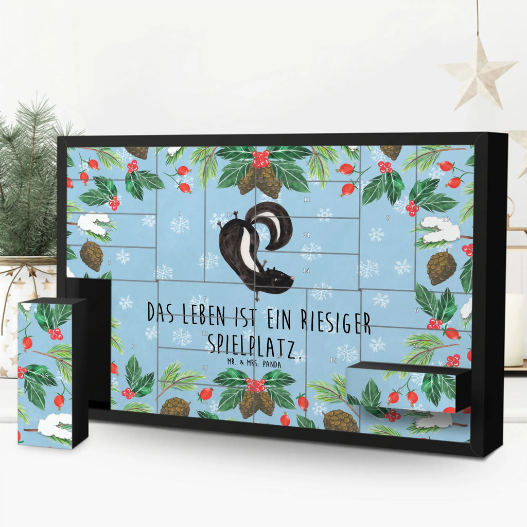 Fillable advent calendar skunk handstand playful, wild animal, predator, playground, child, stink