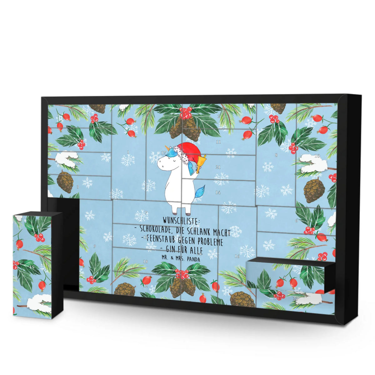 Befüllbarer Adventskalender Einhorn Weihnachtsmann
