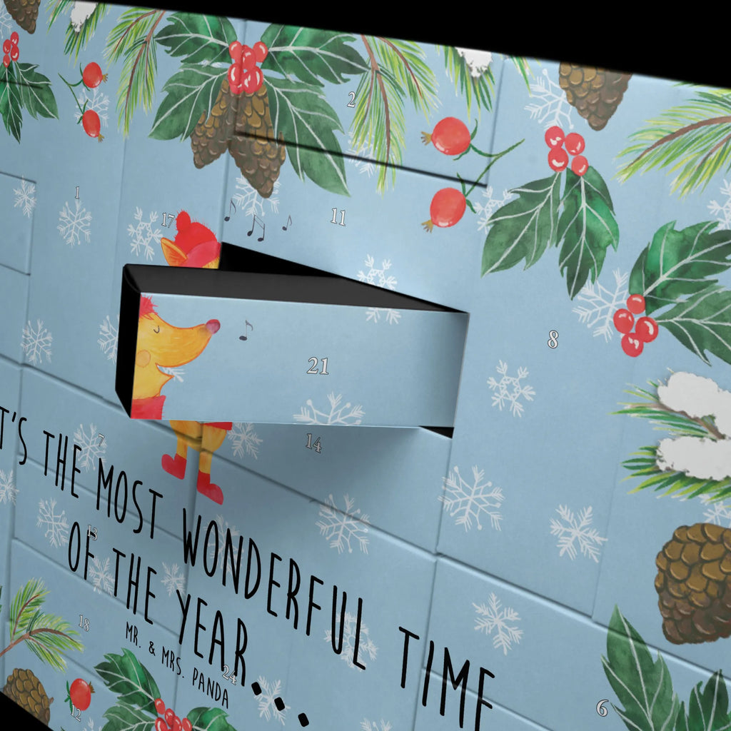 Fillable advent calendar Fox Singer snow, Christmas time