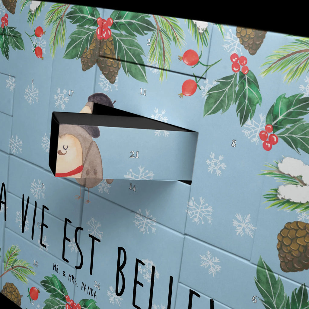 Fillable advent calendar Owl France gift ideas, birthday present, owl decor, illustrated, romantic gift, bird, forest animal, nocturnal, Owl decoration, Say French, France, Life is beautiful, Owls, Say beautiful