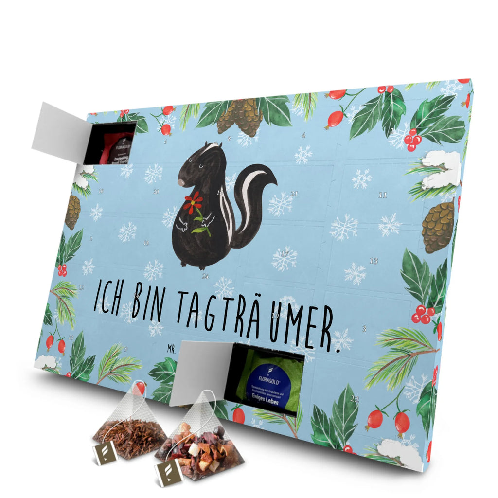 Tee Adventskalender Stinktier Blume Tee Adventskalender, Adventskalender mit Tee, Adventskalender, Skunk, Stinktier, Träume, Tagträumer, Stinki, Raubtier, Stinker, Verträumt, Wildtier, Dreams