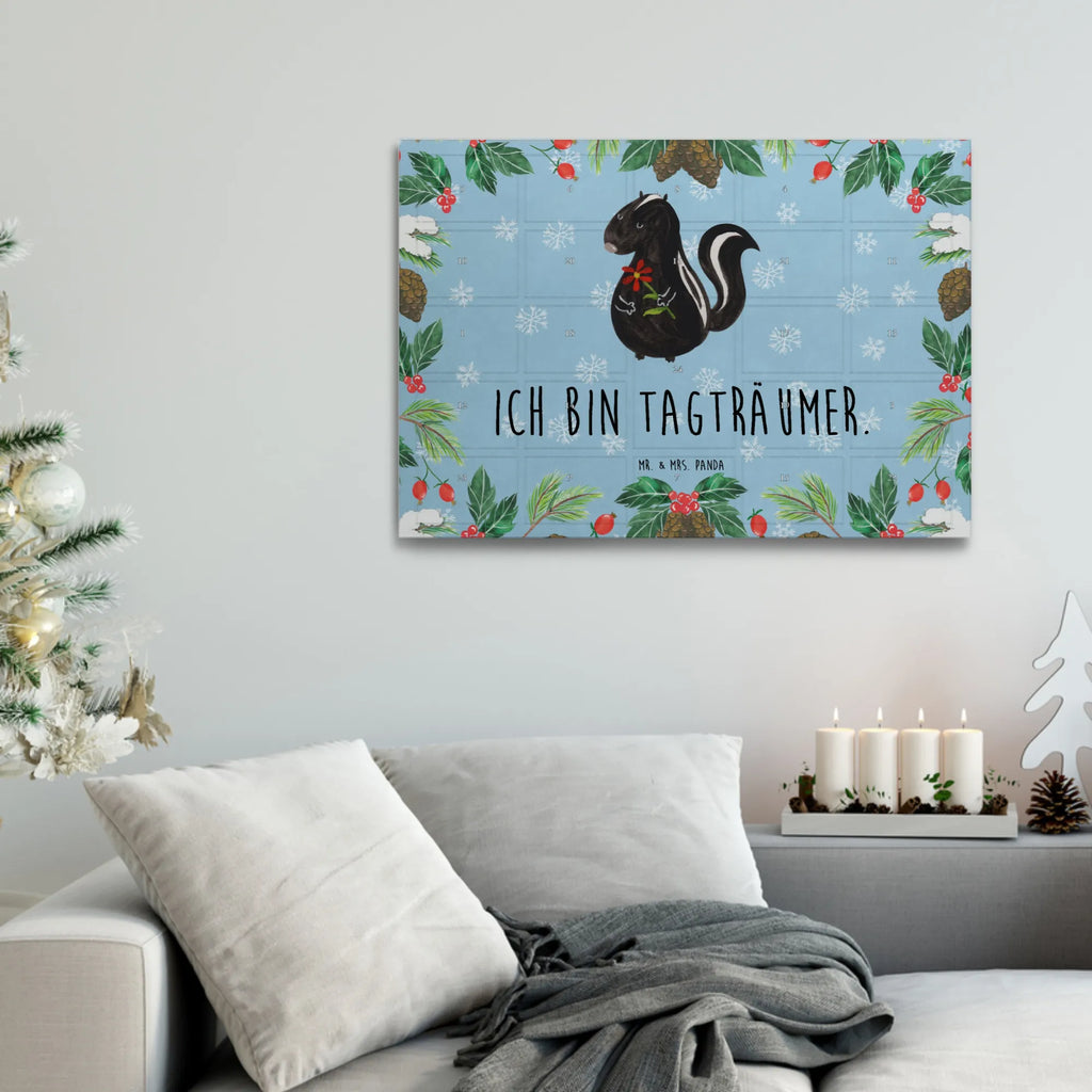 Tee Adventskalender Stinktier Blume Tee Adventskalender, Adventskalender mit Tee, Adventskalender, Skunk, Stinktier, Träume, Tagträumer, Stinki, Raubtier, Stinker, Verträumt, Wildtier, Dreams