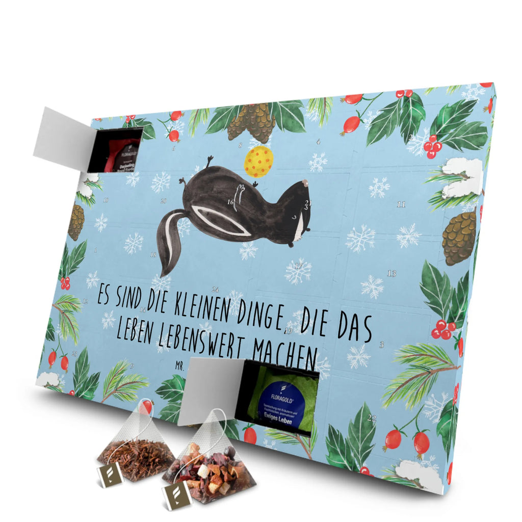 Tee Adventskalender Stinktier Ball Adventskalender mit Tee, Tee Adventskalender, Adventskalender, Skunk, Stinktier, Weisheit, Wildtier, Stinki, Verspielt, Raubtier, Stinker