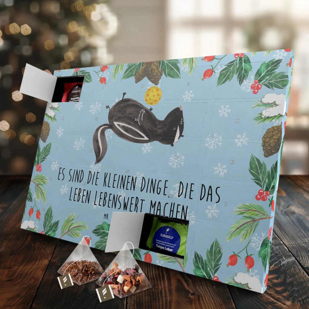 Tee Adventskalender Stinktier Ball Adventskalender mit Tee, Tee Adventskalender, Adventskalender, Skunk, Stinktier, Weisheit, Wildtier, Stinki, Verspielt, Raubtier, Stinker