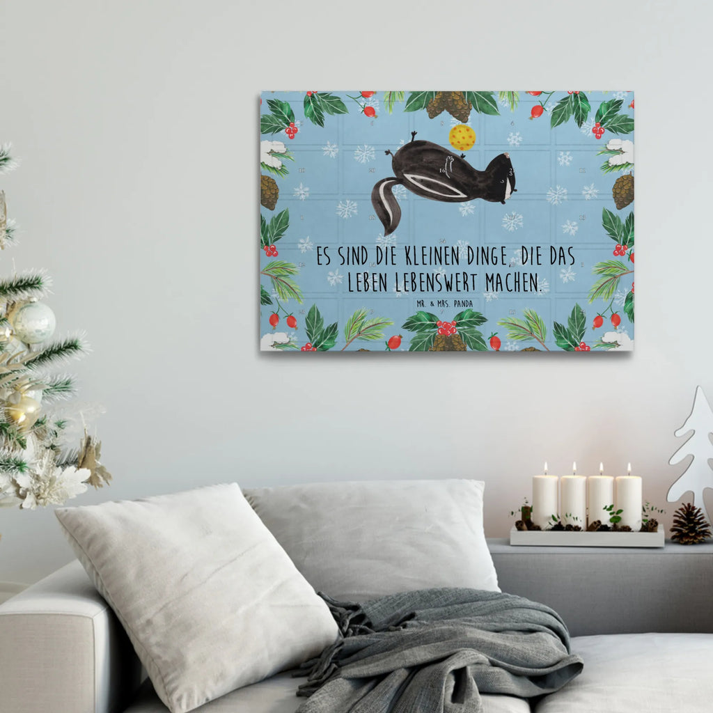 Tee Adventskalender Stinktier Ball Adventskalender mit Tee, Tee Adventskalender, Adventskalender, Skunk, Stinktier, Weisheit, Wildtier, Stinki, Verspielt, Raubtier, Stinker