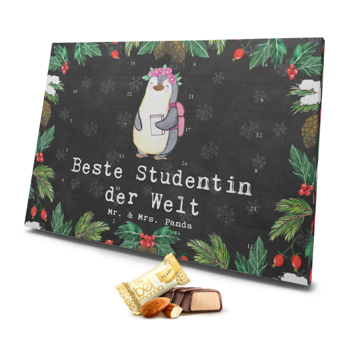 Marzipan Adventskalender Pinguin Beste Studentin der Welt Marzipan Adventskalender, für, Dankeschön, Geschenk, Schenken, Geburtstag, Geburtstagsgeschenk, Geschenkidee, Danke, Bedanken, Mitbringsel, Freude machen, Geschenktipp, Studentin, Hochschule, lustig, Studenten, Spaß, witzig, Studium, Abschluss, Musterschülerin, Alumni, Uni, Studienabschluss, Universität, Tochter
