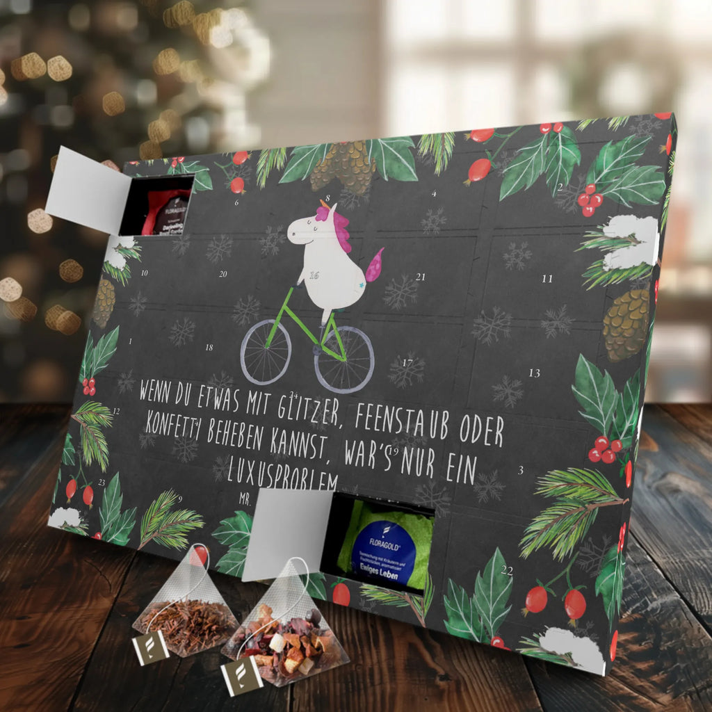 Tee Adventskalender Einhorn Radfahrer Adventskalender, Tee Adventskalender, Adventskalender mit Tee, Einhorn, Einhorn Deko, Einhörner, Unicorn, Feenstaub, Kummer, Radfahrer, Bike, Luxusproblem, Konfetti, Radfahren, Rad, Liebeskummer
