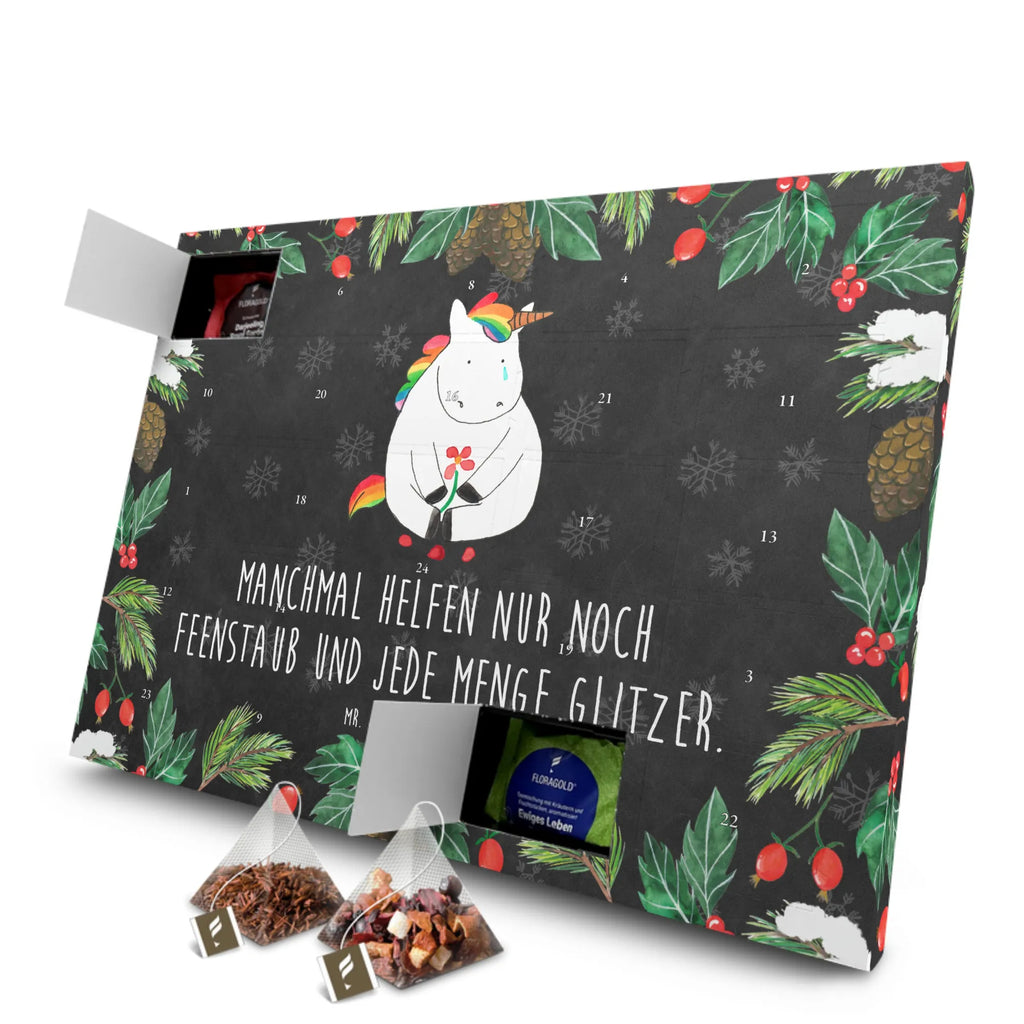 Tee Adventskalender Einhorn Traurig Adventskalender, Adventskalender mit Tee, Tee Adventskalender, Einhorn, Einhorn Deko, Einhörner, Unicorn, Blume, Trösten. Freundschaft, Trauer, Liebe, Glitzer, Grußkarte, Freunde