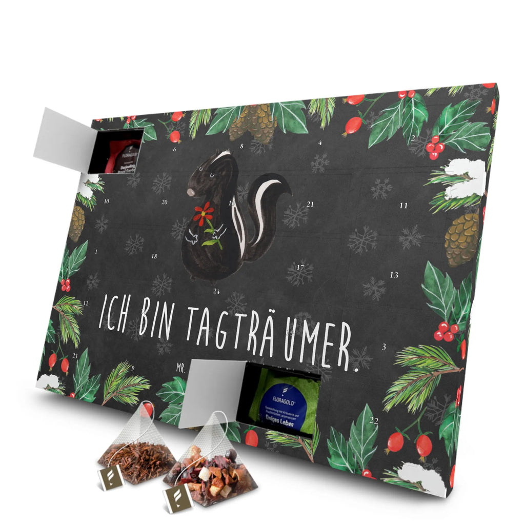 Tee Adventskalender Stinktier Blume Tee Adventskalender, Adventskalender mit Tee, Adventskalender, Skunk, Stinktier, Träume, Tagträumer, Stinki, Raubtier, Stinker, Verträumt, Wildtier, Dreams