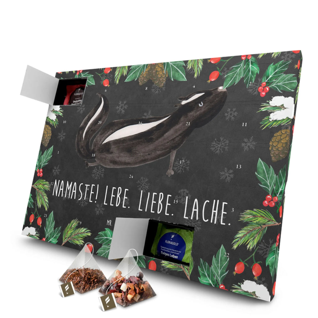 Tee Adventskalender Stinktier Yoga Adventskalender mit Tee, Adventskalender, Tee Adventskalender, Skunk, Stinktier, Stinki, Wildtier, Raubtier, Liebe, Stinker, Namaste, Lebe, Yoga, Lache