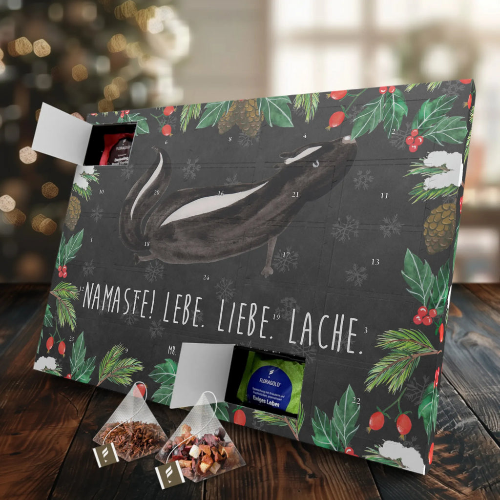 Tee Adventskalender Stinktier Yoga Adventskalender mit Tee, Adventskalender, Tee Adventskalender, Skunk, Stinktier, Stinki, Wildtier, Raubtier, Liebe, Stinker, Namaste, Lebe, Yoga, Lache