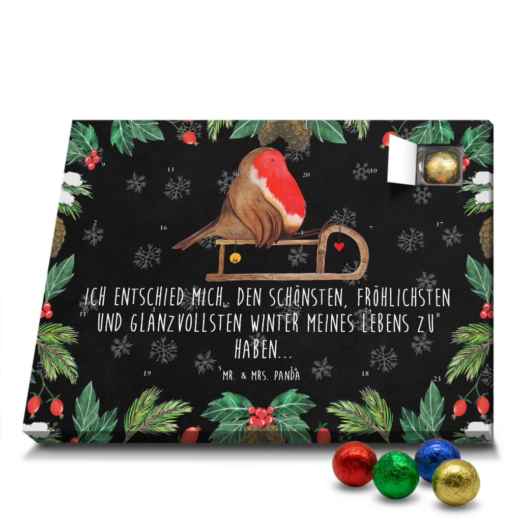 Chocolate advent calendar robin Sleds Christmas time, snow, bird, sleigh