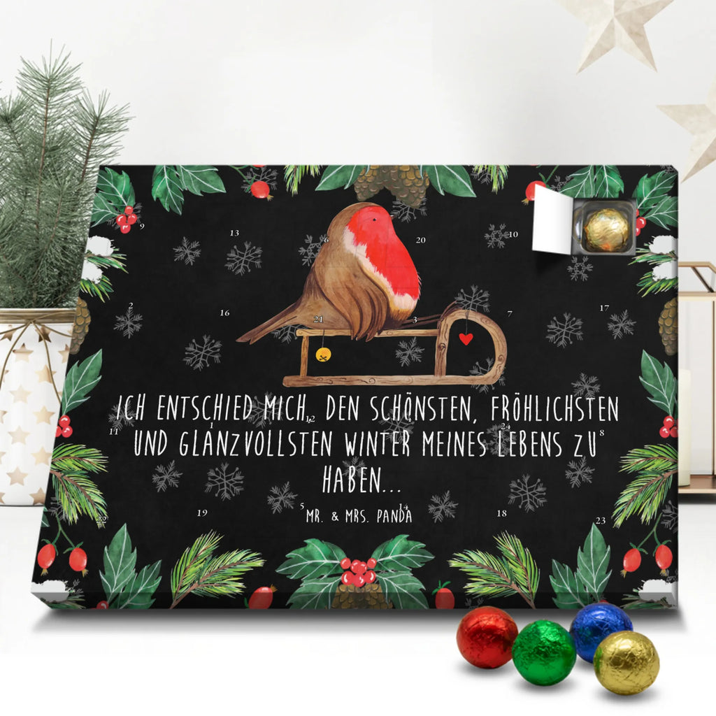Chocolate advent calendar robin Sleds Christmas time, snow, bird, sleigh
