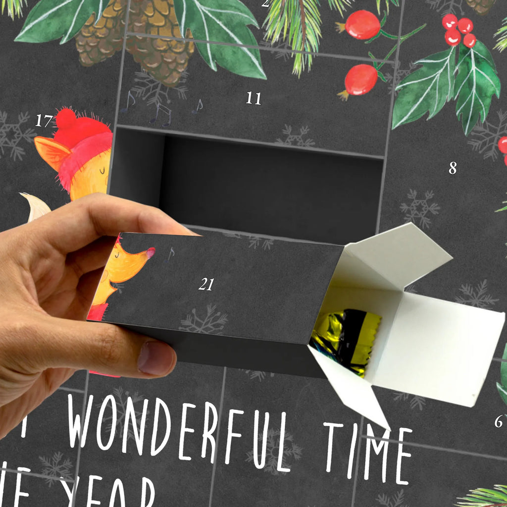 Fillable advent calendar Fox Singer snow, Christmas time