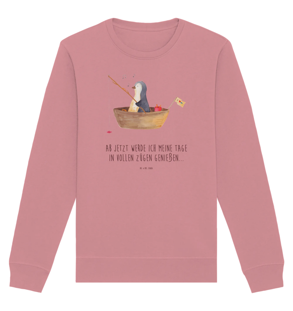 Organic Pullover Penguin fishing boat Pullover, Pullover Männer, Pullover Frauen, Sweatshirt, Sweatshirt Männer, Sweatshirt Frauen, Unisex, Pinguin, Pinguine, Angeln, Boot, Angelboot, Lebenslust, Leben, genießen, Motivation, Neustart, Neuanfang, Trennung, Scheidung, Geschenkidee Liebeskummer
