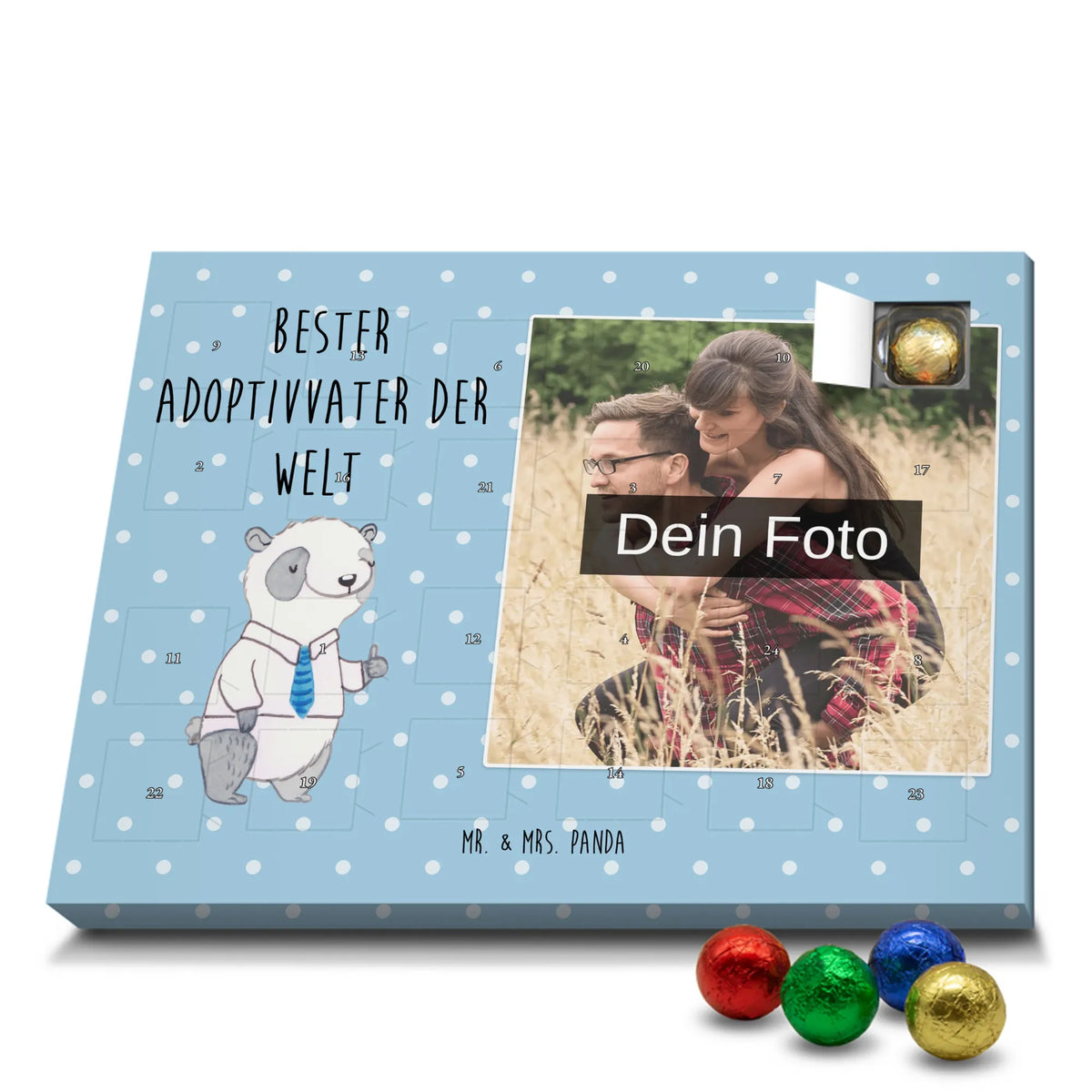 Personalisierter Schoko Foto Adventskalender Panda Bester Adoptivvater der Welt Foto Schokoladen Adventskalender, Personalisierter Schoko Foto Adventskalender, Foto Adventskalender, Schoko Foto Adventskalender, Fotokalender Advent, Geschenkidee, für, Schenken, Geschenktipp, Bedanken, Freude machen, Geschenk, Geburtstag, Mitbringsel, Danke, Geburtstagsgeschenk, Dankeschön, Adoptivvater, Adoptiert, Adoptiv Vater, Adoption