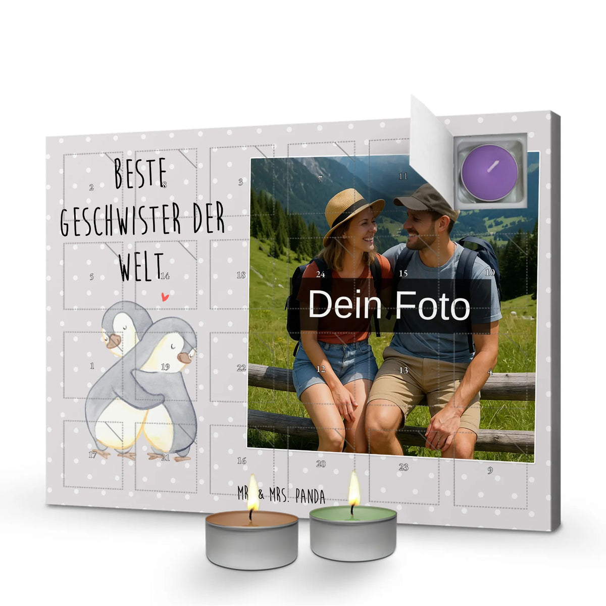  penguin Best siblings in the world Personalisierter Duftkerzen Foto Adventskalender, Mitbringsel, Danke, Bedanken, Geschenktipp, Freude machen, Schenken, für, Geschenk, Geschenkidee, Geburtstag, Geburtstagsgeschenk, Dankeschön, Bruder, Geschwister, Familie, Geschwisterchen, Brüder, Schwestern, Schwester, Nachwuchs