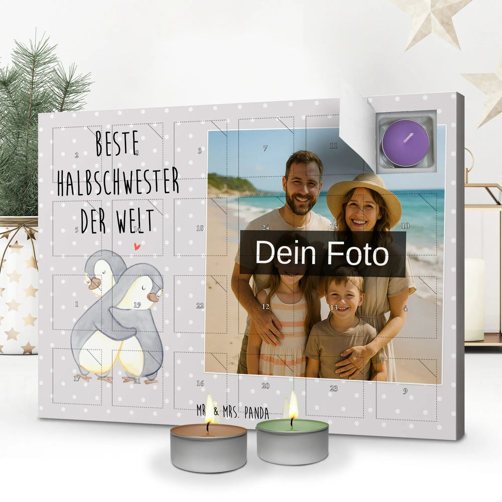 Personalisierter Duftkerzen Foto Adventskalender Pinguin Beste Halbschwester der Welt Personalisierter Duftkerzen Foto Adventskalender, Geschenkidee, Geschenk, Schenken, Mitbringsel, Geburtstag, Geburtstagsgeschenk, für, Danke, Dankeschön, Bedanken, Freude machen, Geschenktipp, Geschwister, Beste, Schwester, Familie, Halbschwester, Schwesterherz, Liebe, Kleinigkeit, Schwestern, Sister, Stiefgeschwister, Kinder, Stiefschwester, Tochter