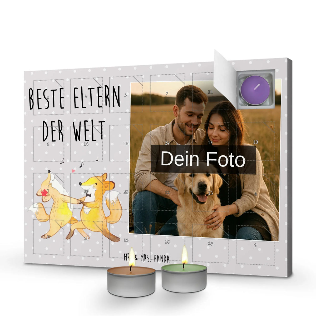 Fox Best parents in the world Personalisierter Duftkerzen Foto Adventskalender, Geschenkidee, Geschenk, Schenken, Mitbringsel, Geburtstag, Geburtstagsgeschenk, für, Danke, Dankeschön, Bedanken, Freude machen, Geschenktipp, Erzeuger, Papi, Eltern, Elternpaar, Papa, Mama und Papa, Familie, Mama, Mami