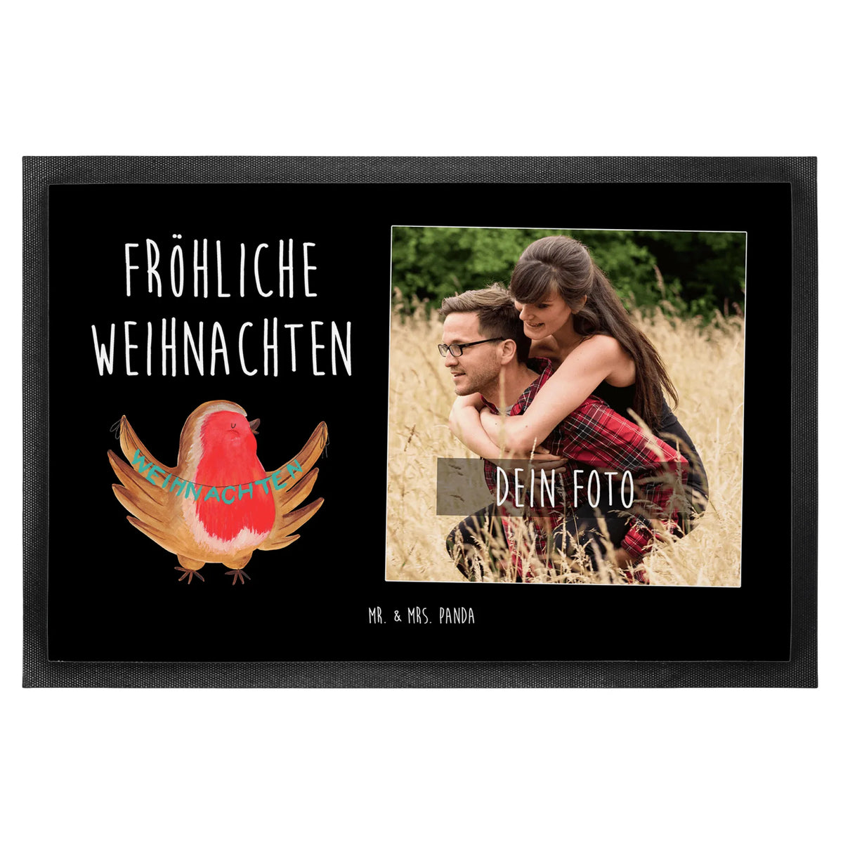 Personalized Photo Doormat robin Christmas Christmas time, snow, Christmas Eve, Christmas motif, bird, Christmas greeting, Merry Christmas