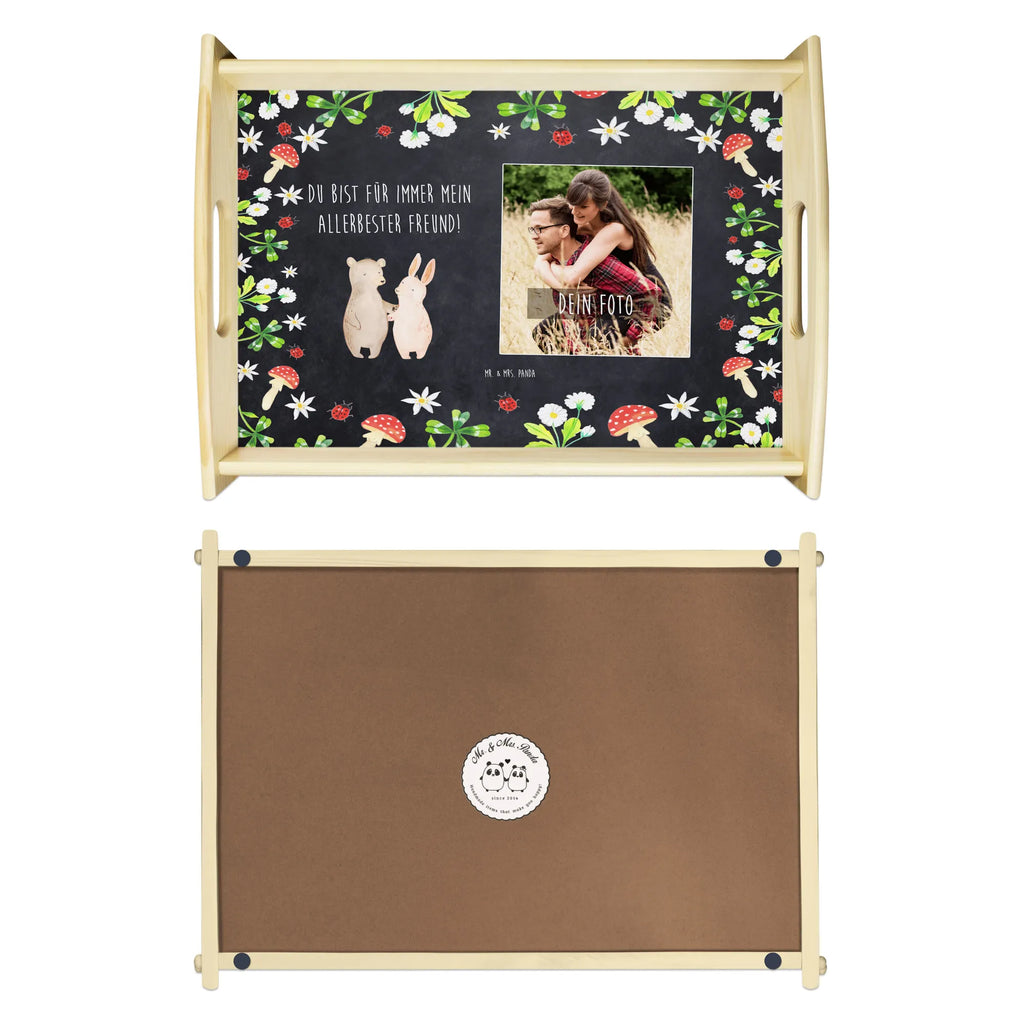 Personalized Photo Serving Tray bear and rabbit Embrace Personalisiertes Service Tablett, Liebe, Partner, Freund, Freundin, Ehemann, Ehefrau, Heiraten, Verlobung, Heiratsantrag, Liebesgeschenk, Jahrestag, Hocheitstag, Freunde, Bärchen, best friends, Bär, Hase, bester Freund