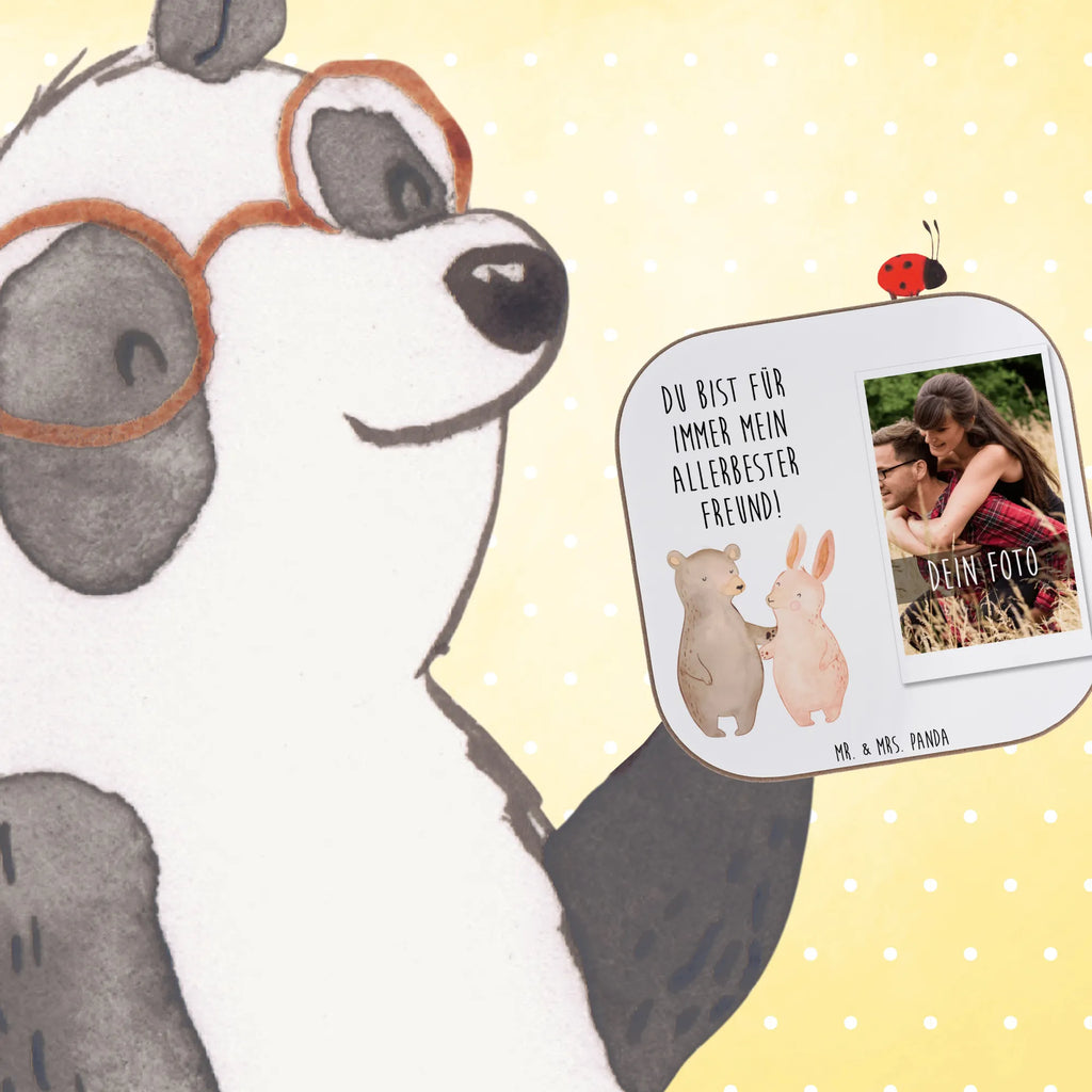 Personalisierter Foto Untersetzer Bär und Hase Umarmen Personalisierter Foto Untersetzer, Liebe, Partner, Freund, Freundin, Ehemann, Ehefrau, Heiraten, Verlobung, Heiratsantrag, Liebesgeschenk, Jahrestag, Hocheitstag, Hase, Bär, best friends, Bärchen, bester Freund, Freunde