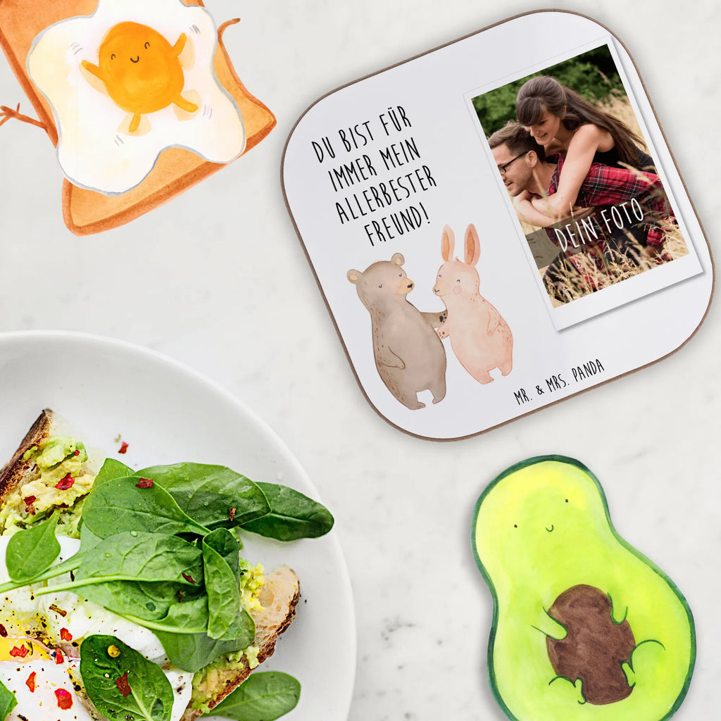 Personalisierter Foto Untersetzer Bär und Hase Umarmen Personalisierter Foto Untersetzer, Liebe, Partner, Freund, Freundin, Ehemann, Ehefrau, Heiraten, Verlobung, Heiratsantrag, Liebesgeschenk, Jahrestag, Hocheitstag, Hase, Bär, best friends, Bärchen, bester Freund, Freunde