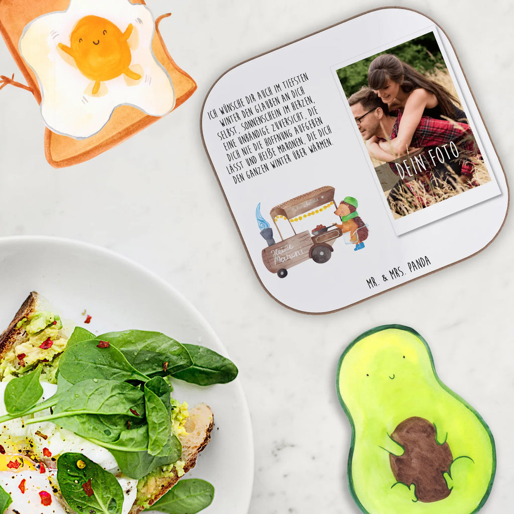 Personalized Photo Coaster hedgehog Chestnuts Personalisierter Foto Untersetzer, Winter, Weihnachten, Weihnachtsdeko, Nikolaus, Advent, Heiligabend, Wintermotiv, Weihnachtsmarkt, Kastanien, Maronen, Duft