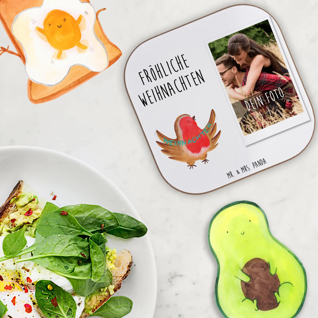 Personalized Photo Coaster robin Christmas Personalisierter Foto Untersetzer, Winter, Weihnachten, Weihnachtsdeko, Nikolaus, Advent, Heiligabend, Wintermotiv, Weihnachtsgruß, xmas, Vogel, Weihnachtsmotiv, Frohe Weihnachten