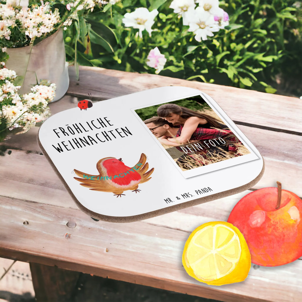 Personalized Photo Coaster robin Christmas Personalisierter Foto Untersetzer, Winter, Weihnachten, Weihnachtsdeko, Nikolaus, Advent, Heiligabend, Wintermotiv, Weihnachtsgruß, xmas, Vogel, Weihnachtsmotiv, Frohe Weihnachten