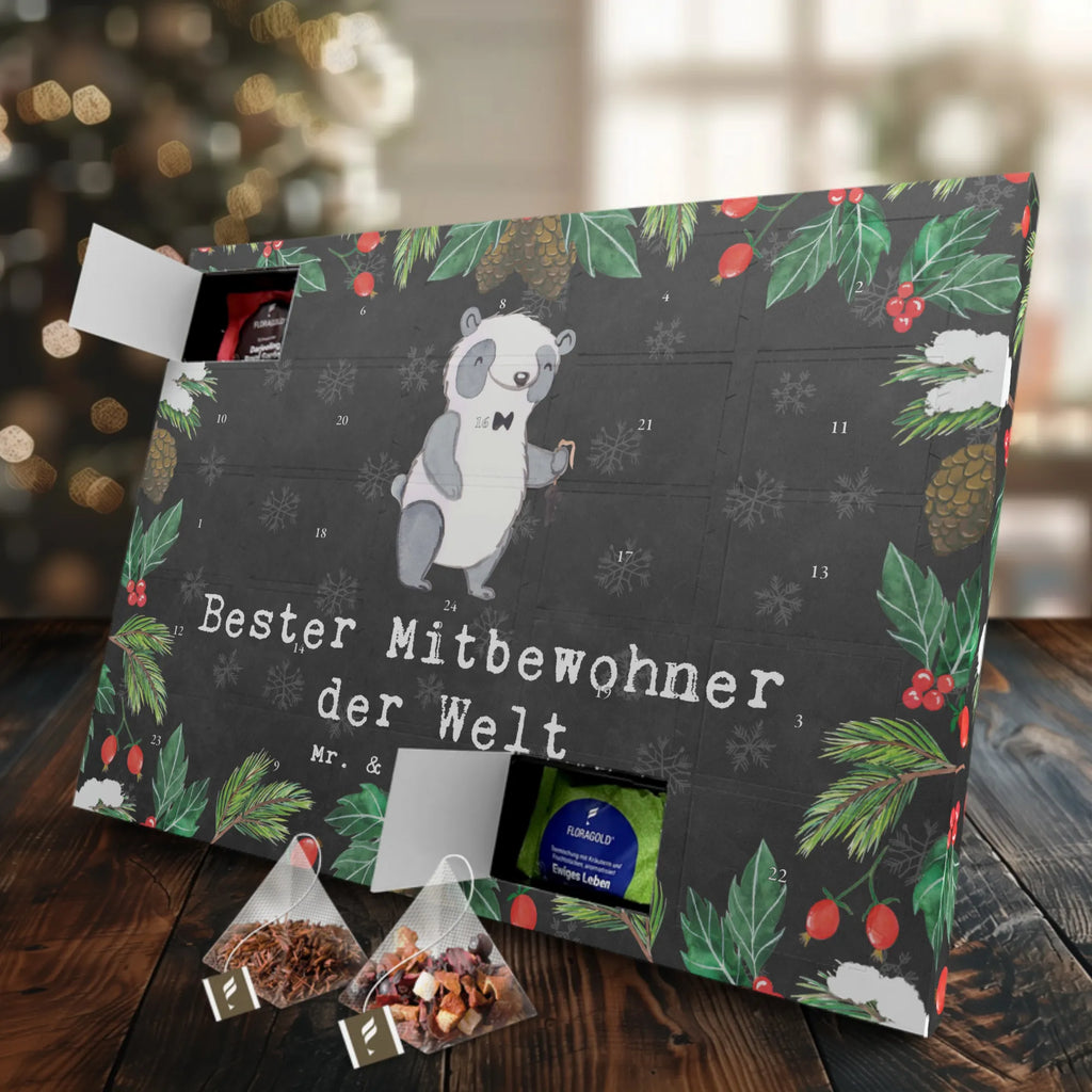  panda Best roommate in the world Adventskalender mit Tee, Tee Adventskalender, Adventskalender, Geschenkidee, Geschenk, Schenken, Mitbringsel, Geburtstag, Geburtstagsgeschenk, für, Danke, Dankeschön, Bedanken, Freude machen, Geschenktipp, Zimmergenosse, Mitbewohner, WG, Zimmernachbar, WG-Bewohner, Stubenkamerad, Zimmerkollege, Wohngemeinschaft