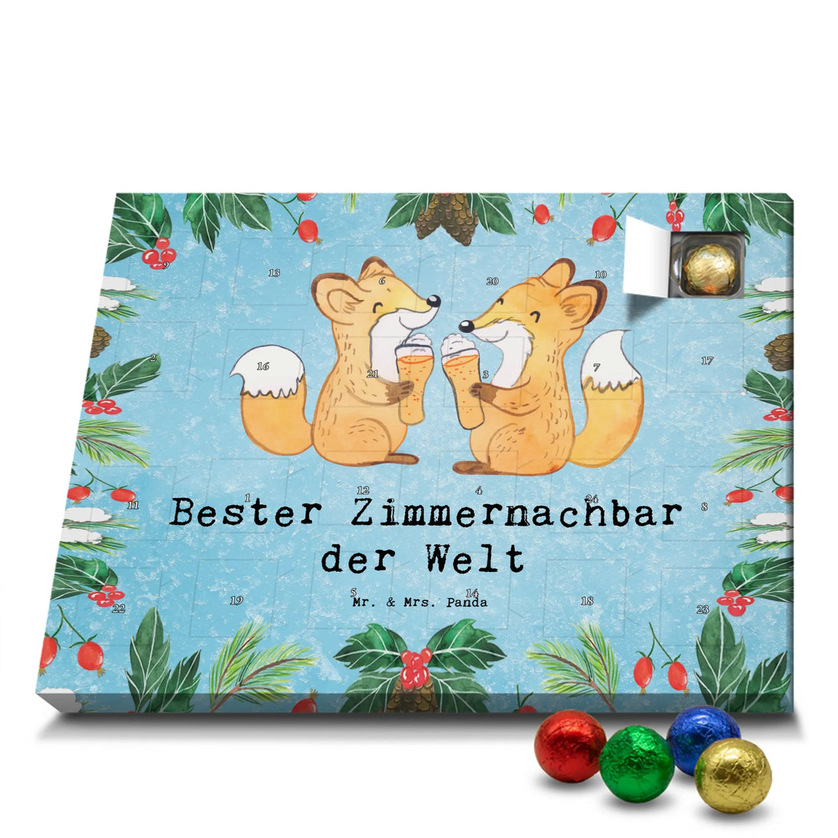 Chocolate advent calendar Fox Best roommate in the world gift tip, make you happy, for, birthday, gift idea, gift, birthday present, giving, thank you, student dormitory, roommates, hospital, neighbor, room, flat share, Roommate, colleague, dormitory