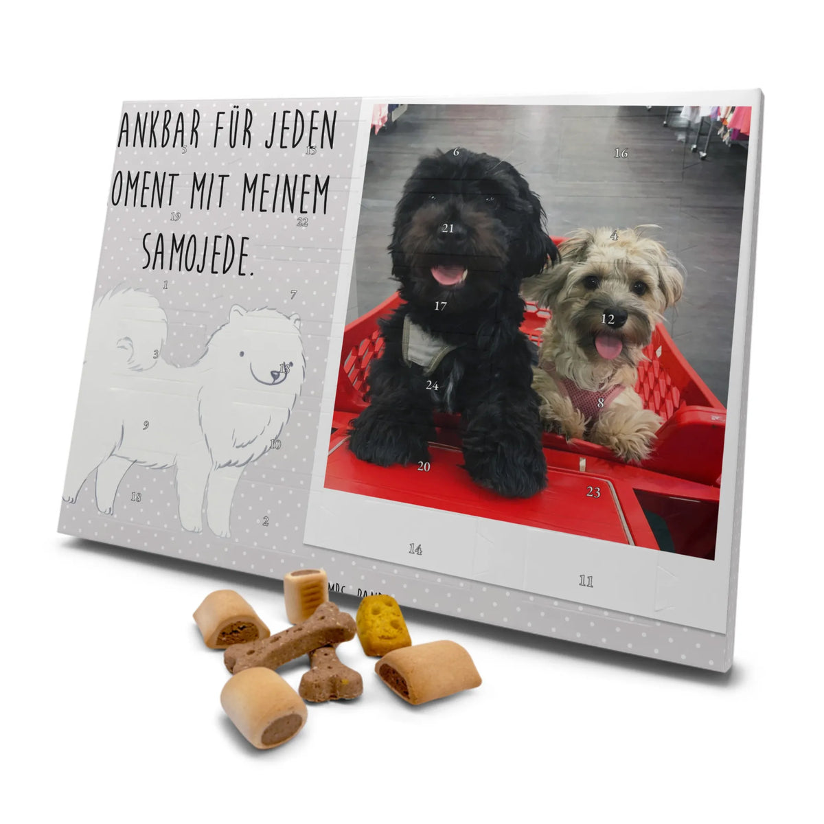Personalisierter Hunde Foto Adventskalender Samojede Moment Adventskalender Hund mit Foto, Fotokalender Hund, Hundeadventskalender mit Foto, Foto-Weihnachtskalender Hund, Personalisierter Foto-Adventskalender, Adventskalender mit Hundefoto, Hunderasse, Rassehund, Hundebesitzer, Tierfreund, Welpe, Hund, Schenken, Geschenk, Samojedenspitz, Samojede, Samojedenhund