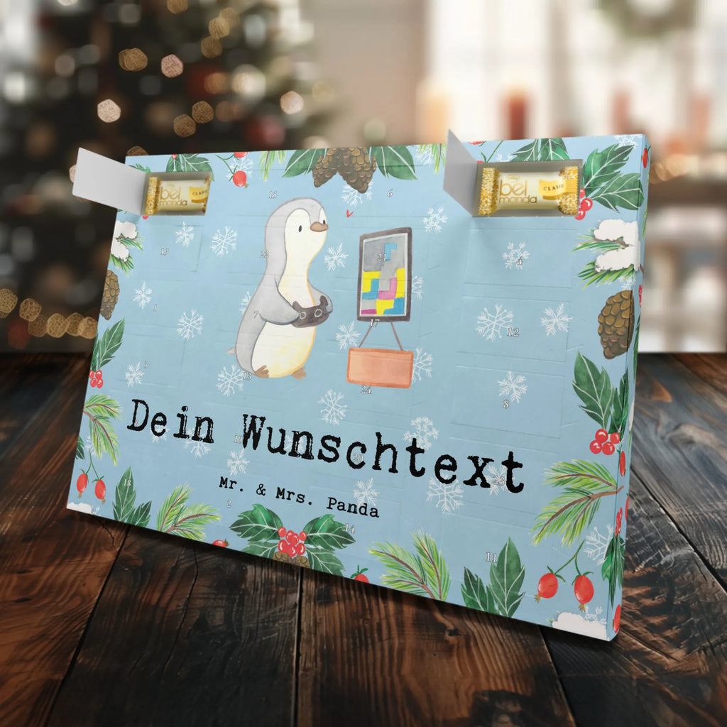Personalisierter Marzipan Adventskalender Pinguin Zocken Personalisierter Marzipan Adventskalender, Geschenk, Sport, Sportart, Hobby, Schenken, Danke, Dankeschön, Auszeichnung, Gewinn, Sportler, Videogames, Gaming, Videospiele, Zocken