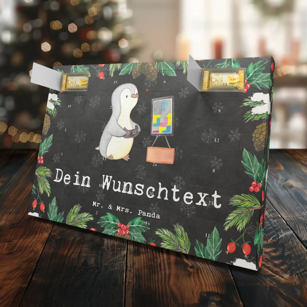 Personalisierter Marzipan Adventskalender Pinguin Zocken Personalisierter Marzipan Adventskalender, Geschenk, Sport, Sportart, Hobby, Schenken, Danke, Dankeschön, Auszeichnung, Gewinn, Sportler, Videogames, Gaming, Videospiele, Zocken
